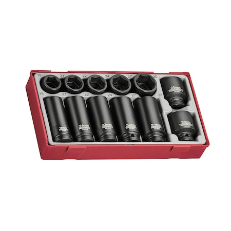 Teng Tools 12 Piece 1/2" Drive Regular and Deep Impact Socket Set TT9212